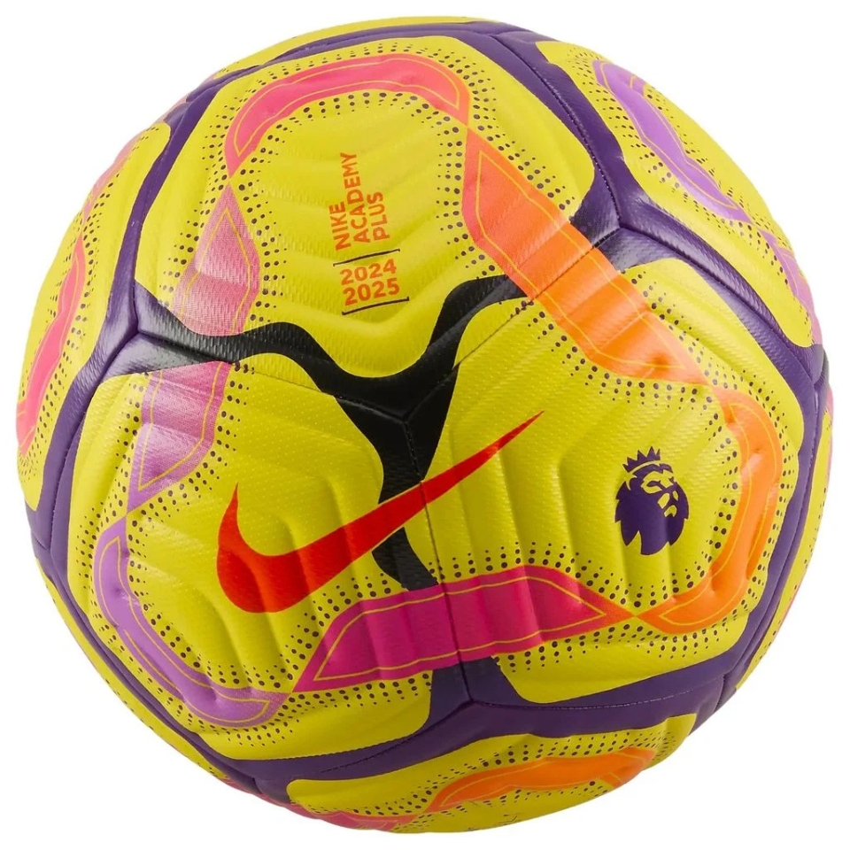 Nike Football Academy Plus Premier League Hi-Vis Soccer Ball - Yellow/Disco Purple/Bright Crimson