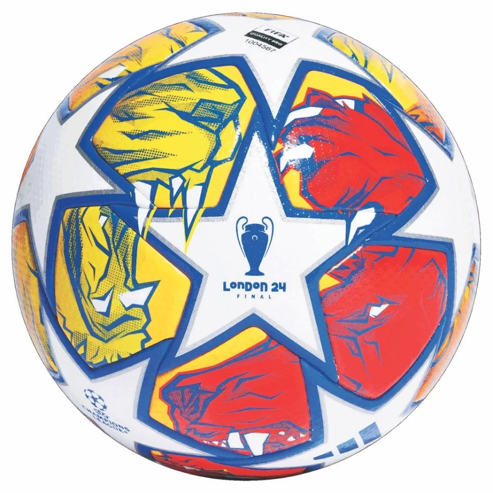 Adidas Football Pro Champions League London 2024 Match Ball - White/Glow Blue/Flame Orange