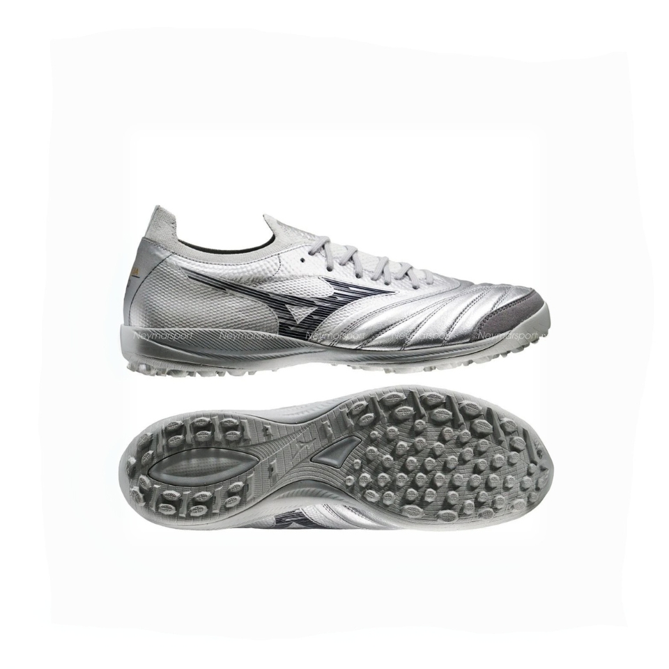 Mizuno Morelia Neo Sala Beta Made in Japan TF Platinum Silver - Galaxy Silver/Cool Gray soccer shoes